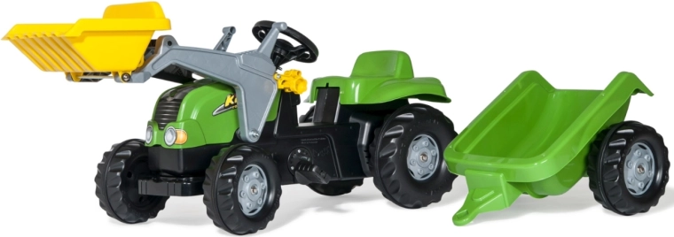 Rolly Toys rollyKid-X πεταλοκίνητο τρακτέρ με φορτωτή και ρυμουλκούμενο πράσινο
