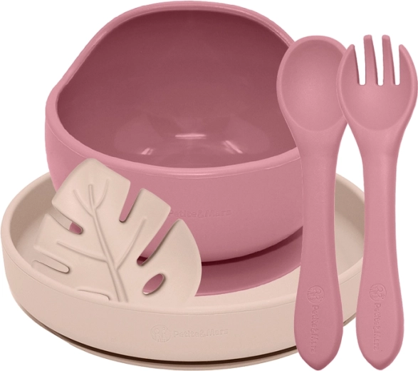 Petite&Mars σετ σίτισης σιλικόνης take&match dusty rose – desert sand 6m+ (4 τεμ.)