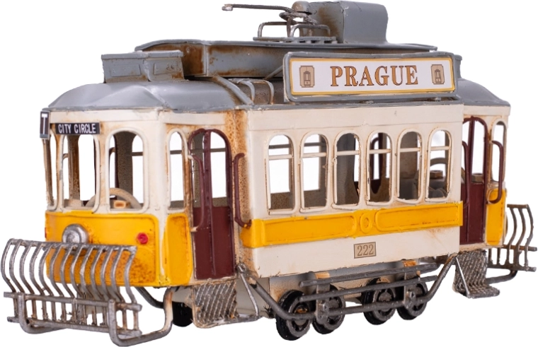 Μεταλλικό μοντέλο κίτρινου τραμ Prague 27,5 cm – διακόσμηση και συλλεκτικό μοντέλο