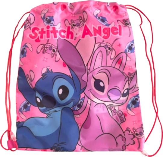 Παιδική τσάντα πλάτης με κορδόνια Lilo & Stitch ροζ 40 × 35 cm