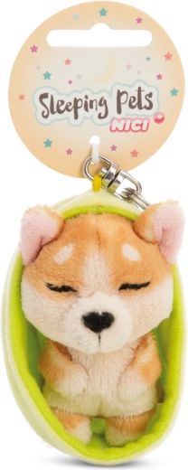 Μπρελόκ NICI με κοιμισμένο σκυλάκι Welsh Corgi 12 cm με ανοιχτοπράσινη θήκη