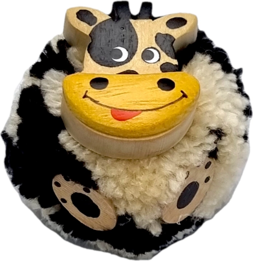 Ξύλινος μαγνήτης αγελάδα με πομ-πομ 2Kids Toys