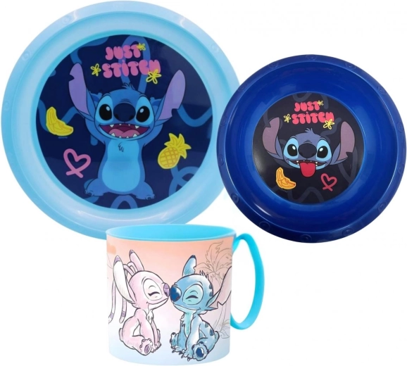 Πλαστικό σετ φαγητού Lilo και Stitch (3 τεμαχίων)