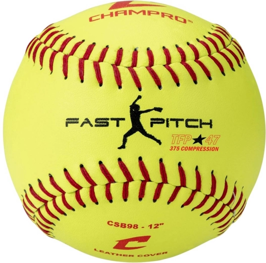 CHAMPRO μπαλάκι σόφτμπολ fastpitch 12" κίτρινο δερμάτινο - 1 τεμάχιο