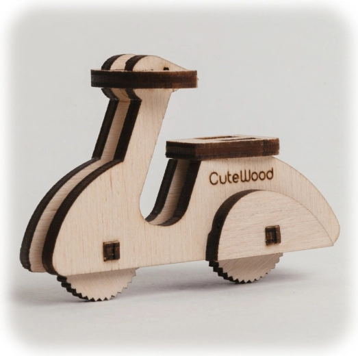 CuteWood ξύλινο 3D παζλ μοτοποδήλατο