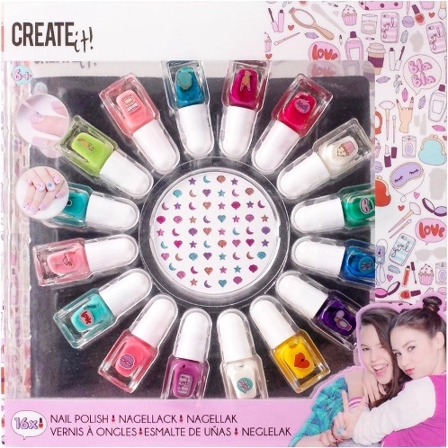 Create It! βερνίκια νυχιών – σετ 16 χρωμάτων με διακοσμητικά