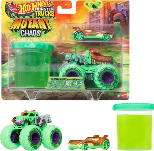 Hot Wheels monster truck Mutant chaos με 2 οχήματα και slime - 1 τεμάχιο