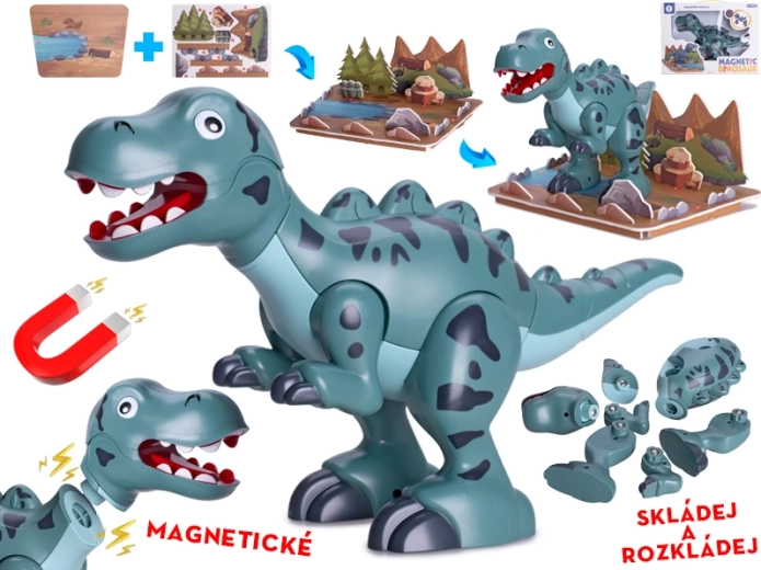 Μαγνητικός δεινόσαυρος T‑Rex 28 cm – διαδραστικές φιγούρες κατασκευής με αξεσουάρ