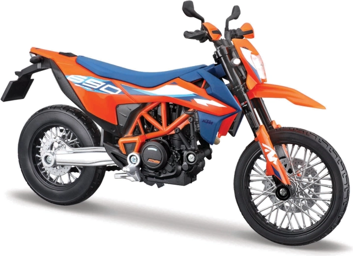 Μοντέλο μοτοσικλέτας Maisto 1:12 KTM 690 SMC R (2023) με βάση – πορτοκαλί‑μπλε