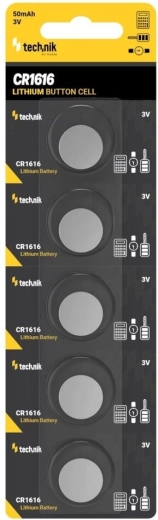Λιθίου κουμπωτή μπαταρία Technik Platinum CR1616 3 V, συσκευασία 5 τεμ.