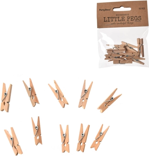 Μίνι ξύλινα μανταλάκια καφέ 3,5 cm (10 τεμ.)