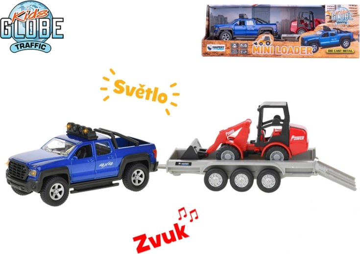Kids Globe Traffic SUV με μηχανισμό οπισθοκίνησης (pull-back), φως και ήχο, με αποσπώμενο τρέιλερ και εκσκαφέα 30 cm