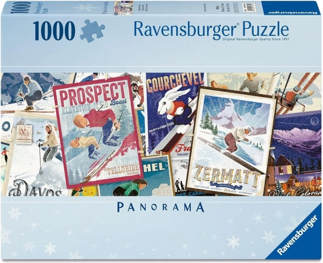 Πανοραμικό παζλ Ravensburger Παλές αφίσες σκι 1000 κομματιών