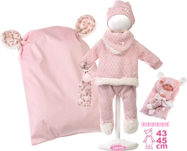 Llorens ρούχα για κούκλα New Born 40–42 εκ., χειμερινό σετ 5 τεμαχίων με αξεσουάρ