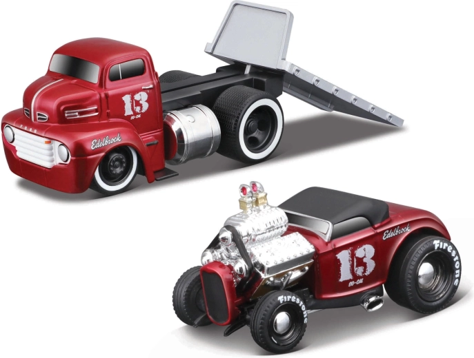 Maisto Muscle Transports 1950 Ford COE Flatbed με Ford Roadster 1:64