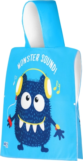 Παιδικό πόντσο από μικροΐνες με κουκούλα NILS aqua Monster Sound