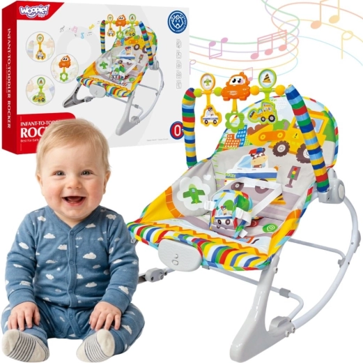 Woopie baby διαδραστικό βρεφικό ρηλάξ με δονήσεις και μπάρα παιχνιδιών, πολύχρωμο