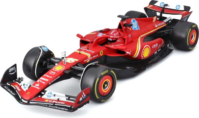 Μοντέλο F1 Bburago Ferrari SF-24 1:18 Charles Leclerc με φιγούρα και βιτρίνα