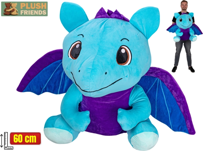 Plush Friends δράκος μπλε λούτρινος 60 cm καθιστός