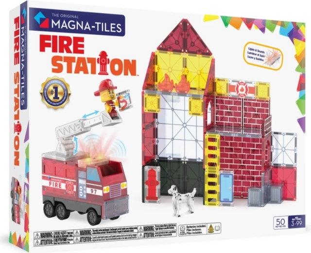 Magna-tiles μαγνητικό κατασκευαστικό σετ πυροσβεστικός σταθμός (50 τεμάχια)