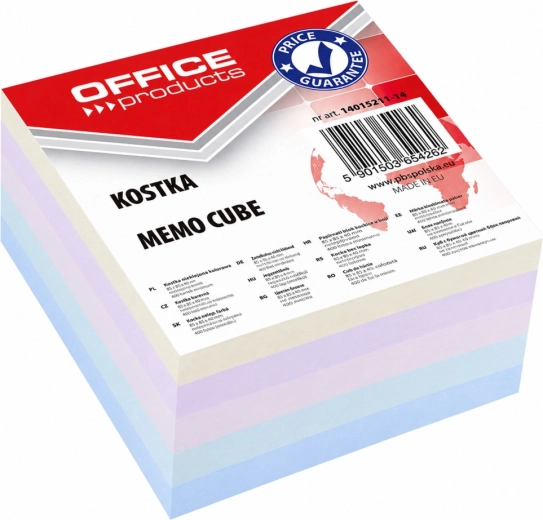 Χαρτονάκι σημειώσεων (κύβος) κολλημένο Office Products 85 × 85 × 40 mm, μίξη χρωμάτων - 1 τεμάχιο