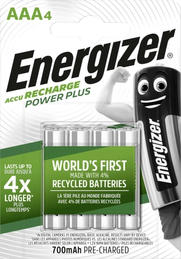 Επαναφορτιζόμενες μπαταρίες Energizer Power Plus AAA 700 mAh, 4 τεμ.