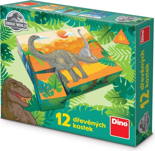 Ξύλινοι αδειοδοτημένοι κύβοι Jurassic World – 12 κύβοι