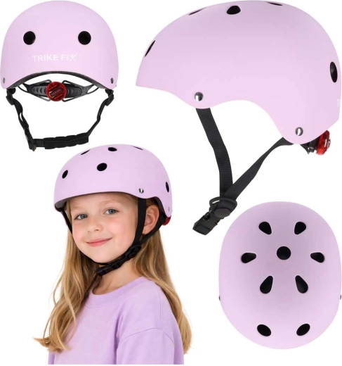 Παιδικό κράνος ποδηλάτου με LED TRIKE FIX, μέγεθος M (55–58 cm), μωβ