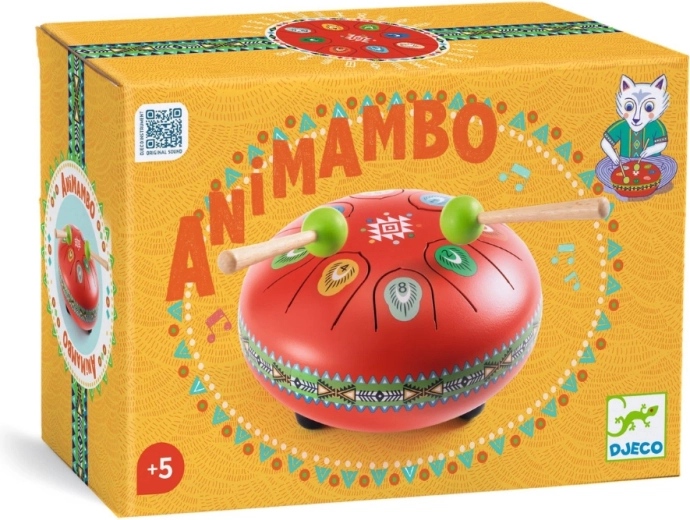 Djeco Animambo κόκκινο γλωσσοτύμπανο με νότες