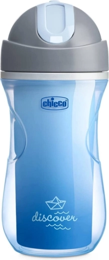 Θερμικό ποτηράκι Chicco Sport με καλαμάκι, μπλε, 266 ml