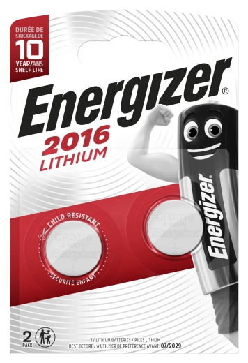 Λιθίου κουμπωτή μπαταρία CR2016 3 V, 100 mAh, 2 τεμ. – Energizer
