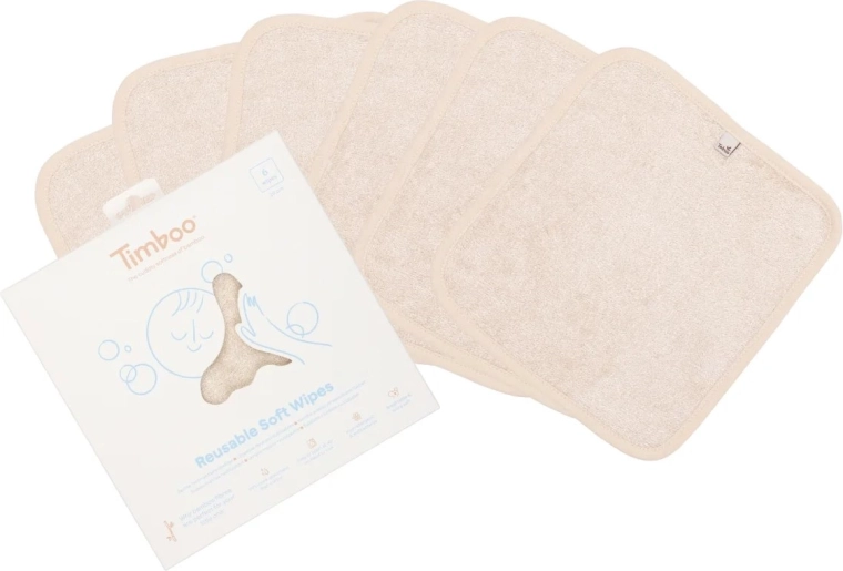 Timboo επαναχρησιμοποιούμενα μαλακά πανάκια frosted almond (6 τεμ.)