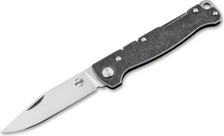 Böker Plus Atlas Clip Point μαχαίρι τσέπης, D2, stonewash, κλιπ