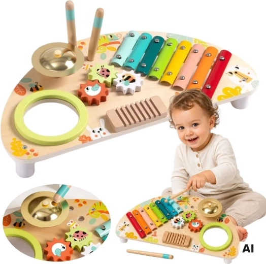 Tooky Toy πολυλειτουργικό ξύλινο μουσικό κέντρο για παιδιά