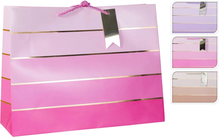 Χάρτινη σακούλα δώρου XL 40 × 30 × 10 cm, μίγμα 3 χρωμάτων