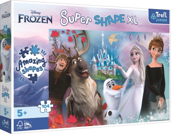 Παζλ 104 τεμαχίων XL Super Shape Frozen – ο χαρούμενος κόσμος της Άννας και της Έλσας