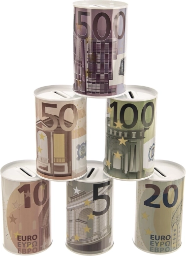 Μεταλλικός κουμπαράς Euro 8 × 8 × 13 cm (assort 6 παραλλαγές)