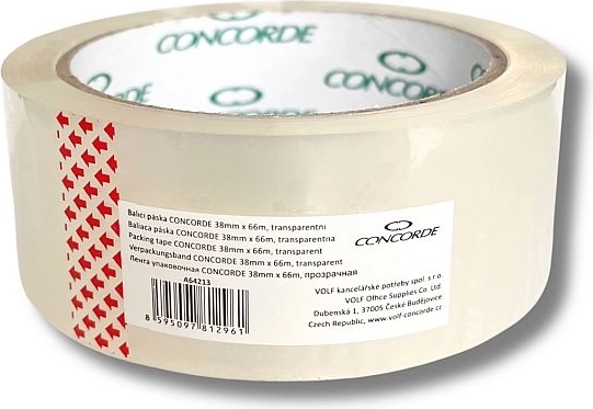 Διαφανής ταινία συσκευασίας 38 mm × 66 m CONCORDE