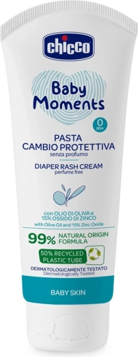 Chicco προστατευτική κρέμα για την περιοχή της πάνας με ψευδάργυρο Baby Moments 100 ml