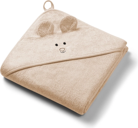 Μπαμπού πετσέτα με κουκούλα Babyono super soft σκούρο μπεζ 100 × 100 cm
