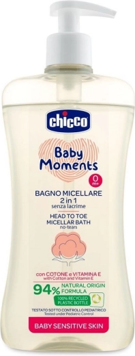 Chicco μικκυλιακό σαμπουάν για μαλλιά και σώμα Baby Moments Sensitive 500 ml