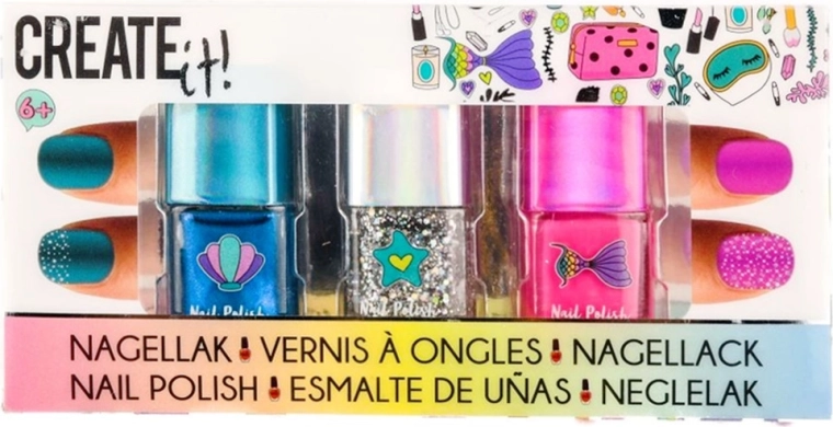 Create It! βερνίκι νυχιών Mermaid – σετ 3 χρωμάτων με γκλίτερ