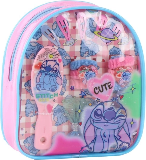 Παιδικό σετ αξεσουάρ μαλλιών STITCH σε διάφανο σακιδιάκι