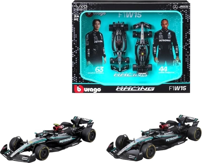 Bburago σετ αγωνιστικών μοντέλων 1:43 MERCEDES-AMG F1 W15 – Lewis Hamilton και George Russell (2024)