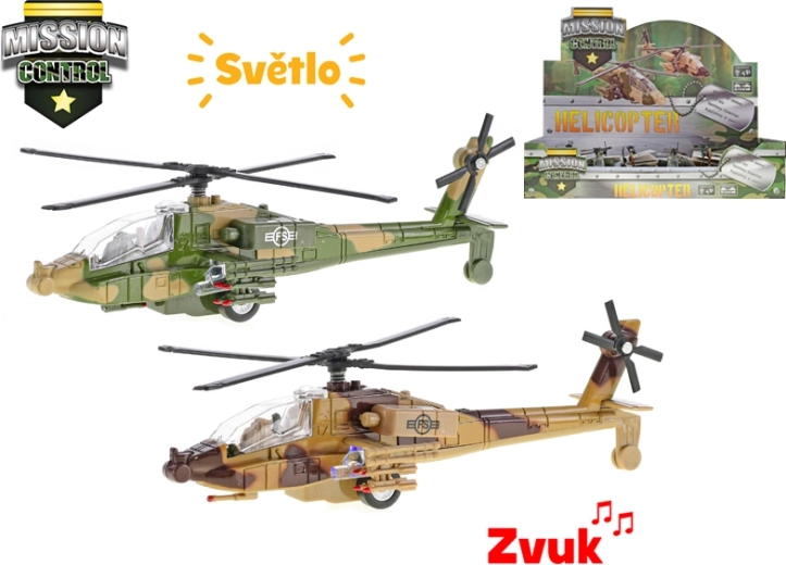 Στρατιωτικό μεταλλικό ελικόπτερο Mission Control 20 cm με φως και ήχο
