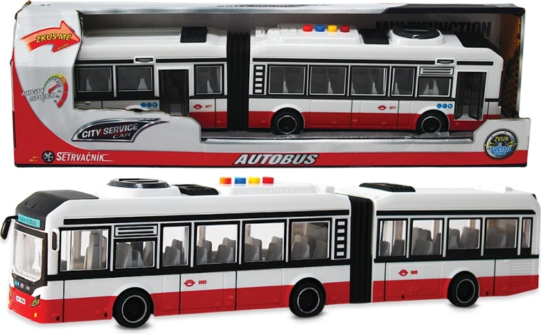 Αρθρωτό λεωφορείο City Service Car 1:16 κόκκινο με ήχους και μηχανισμό αδράνειας