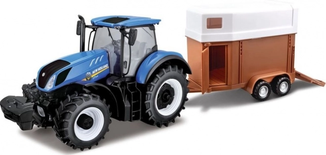 Bburago Αγροτικό Τρακτέρ New Holland με ρυμουλκούμενο για άλογα