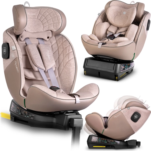 Παιδικό κάθισμα αυτοκινήτου Nukido Aero Line μπεζ i-Size 40–150 cm με ISOFIX και περιστρεφόμενη βάση