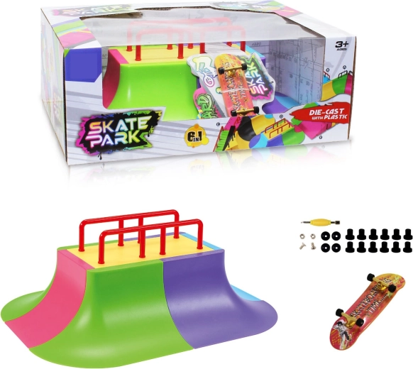 Αρθρωτό σετ skatepark 6σε1 με multi-rail και fingerboard