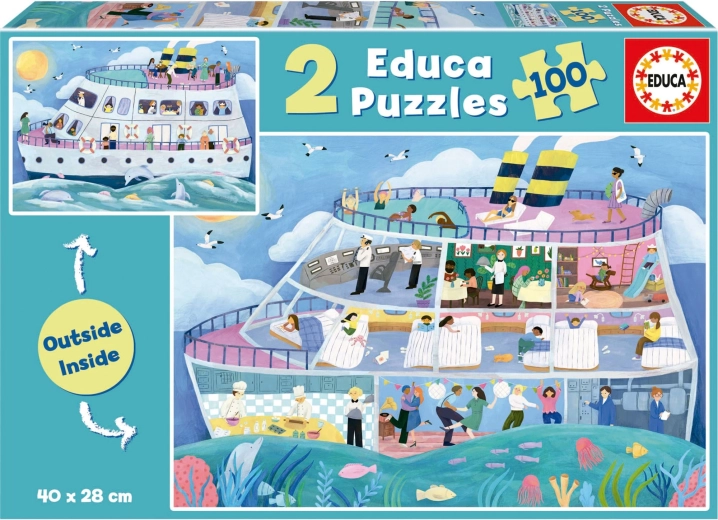 Educa παζλ Outside, Inside – εκδρομικό πλοίο 2×100 κομμάτια